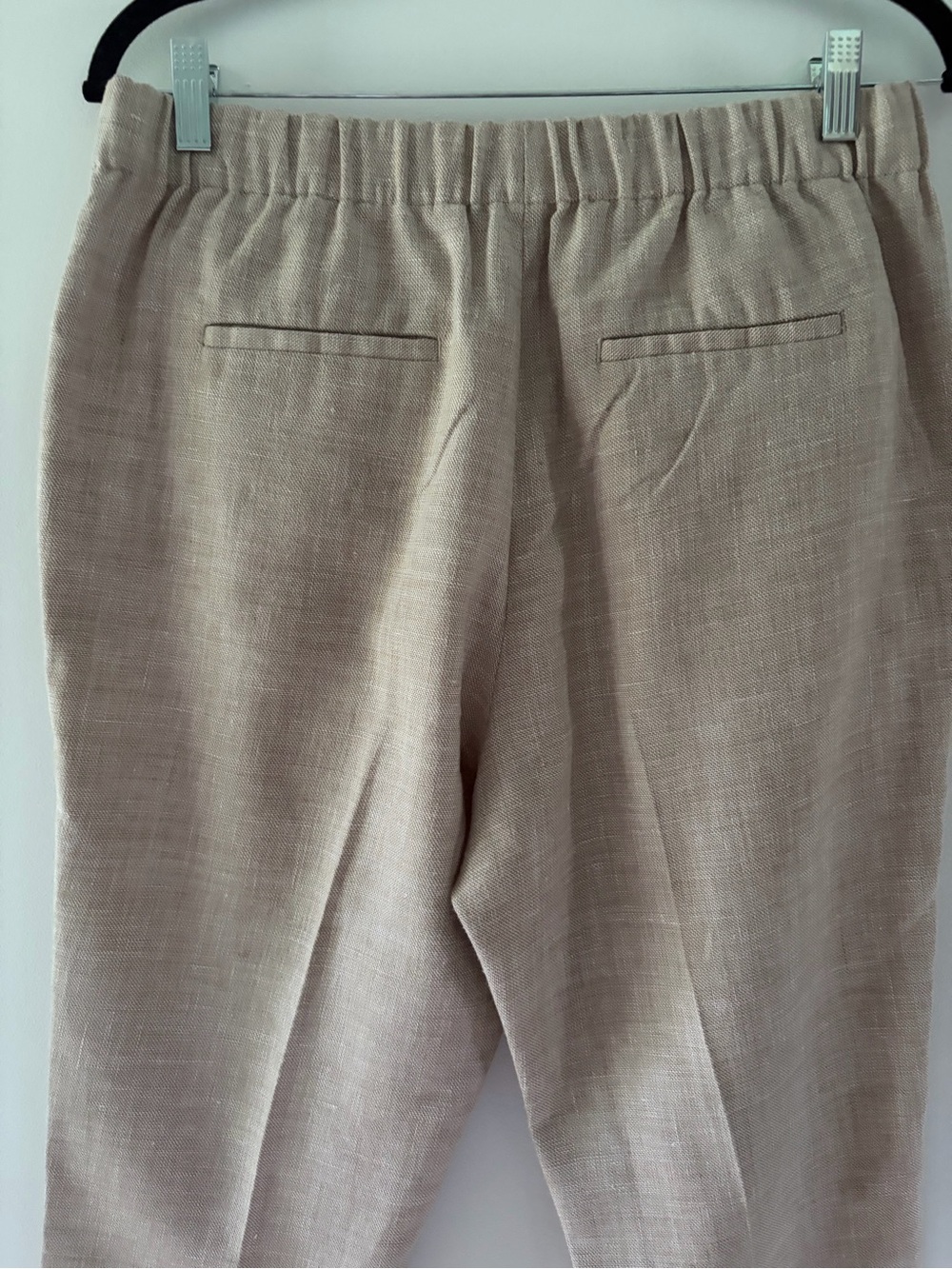 J Crew Size 8T/8 Tall Tan Linen Blend Easy Stretch Pants Elastic Waist - Picture 7 of 11